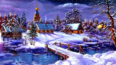 Snowy Christmas Night Art Wallpapers - Wallpaper Cave
