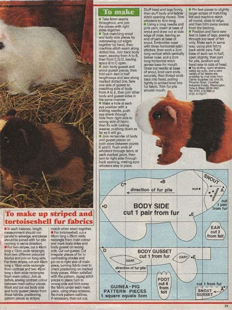 Free Guinea Pig Pattern 2/2 | Animal sewing patterns, Sewing stuffed ...