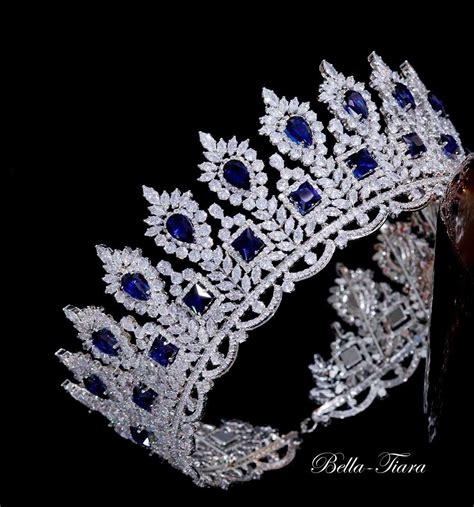 Sapphire blue wedding crown blue wedding tiara blue crown wedding crown ...