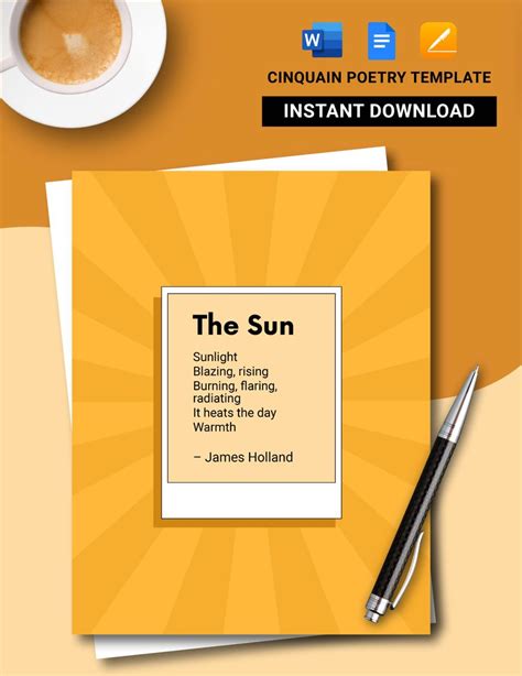 Cinquain Poetry Template in Word, Pages, Google Docs - Download ...
