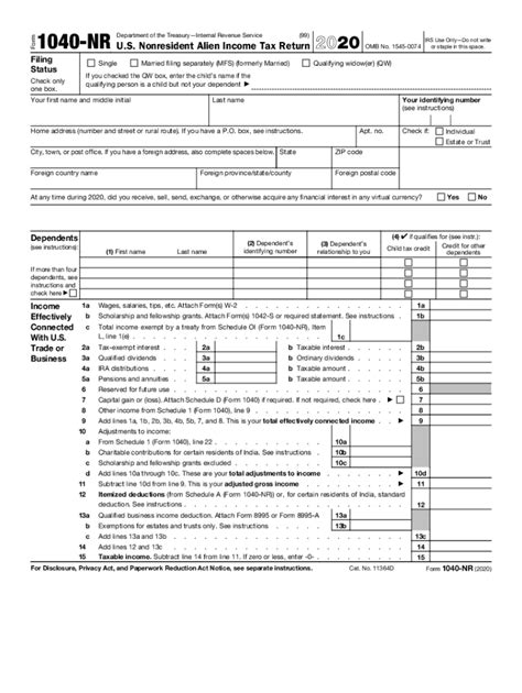 IRS 1040-NR 2020 - Fill out Tax Template Online | US Legal Forms