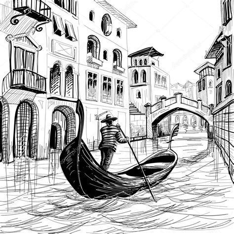 Gondola in Venice vector sketch ⬇ Vector Image by © Danussa | Vector Stock 29188421