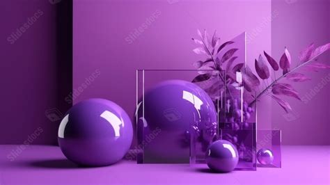 3d Rendered Minimalistic Abstract Scene Featuring Clear Purple Geometric Form Powerpoint ...