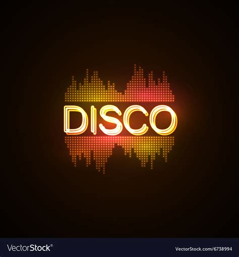 Disco neon sign with digital music equalizer Vector Image