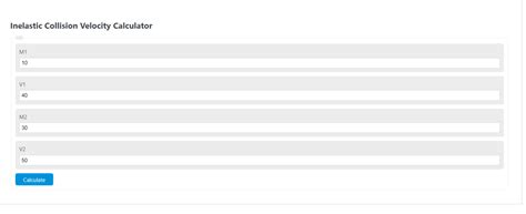 Inelastic Collision Velocity Calculator - Calculator Academy