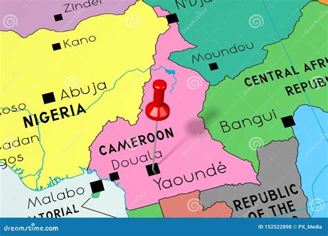 Cameroon, Yaounde - Capital City, Pinned On Political Map Royalty-Free ...