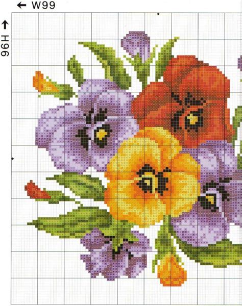 Free Cross stitch pattern Pansies | DIY 100 Ideas