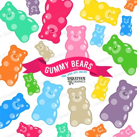 Gummy Bear Clip Art Caramelos Gummi Archivo de descarga instantánea Gráficos digitales ...