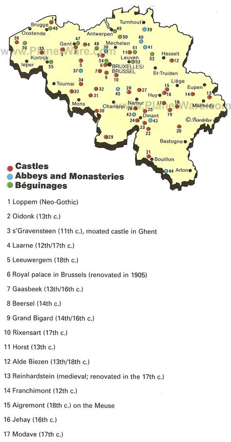 CASTLES IN BELGIUM | Belgium - Castles and Monasteries Map | Belgium, Castle, Belgium travel