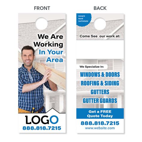 Remodeling Contractor Door Hanger - Designed & Printed - FREE Shipping – Footbridge Marketing