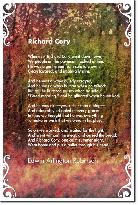 RICHARD CORY Poem By Edwin Arlington Robinson Original Art