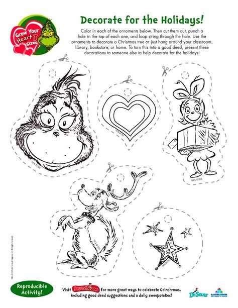 dr seuss and the grin's christmas coloring pages for kids to color on