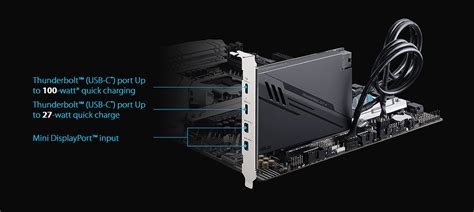 Asus ThunderboltEX 4 PCI-E Expansion Card w/ Dual Thunderbolt 4 USB-C, Dual Mini DP - PCI-E RAID ...