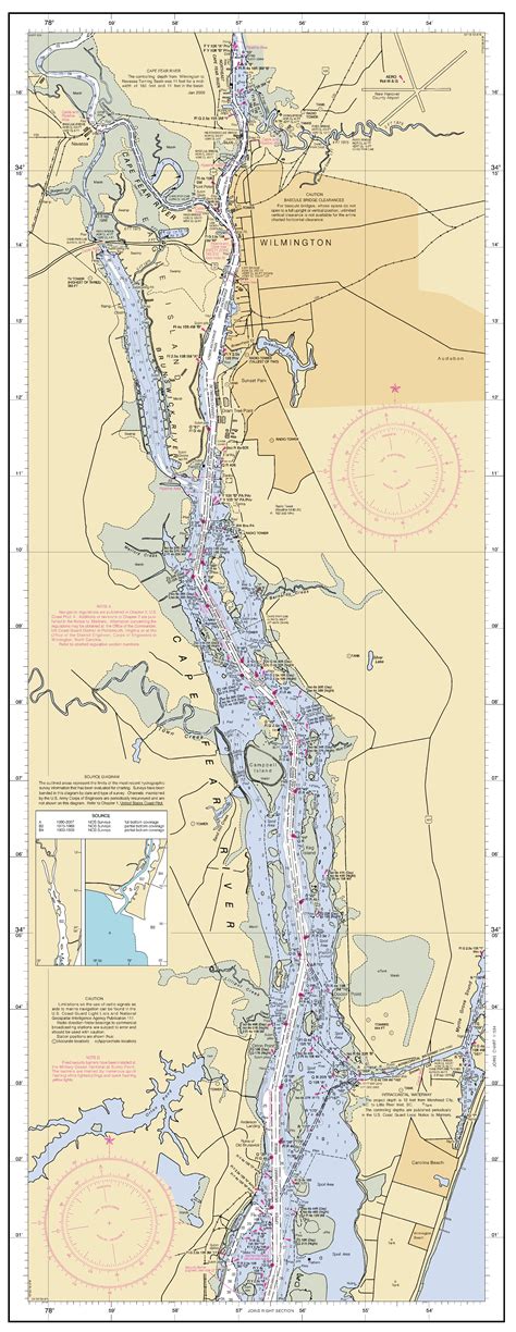 CAPE FEAR RIVER - CAPE FEAR TO WILMINGTON nautical chart - ΝΟΑΑ Charts - maps