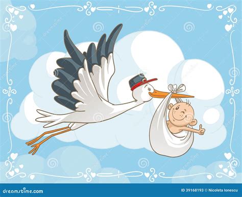 Stork with Baby Vector Cartoon Stock Vector - Illustration of cartoon ...