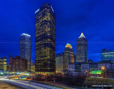 Downtown Pittsburgh at night, Early 2022 - PittsburghSkyline.com ...