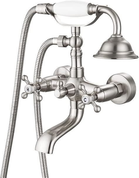 Airuida Brushed Nickel Wall Mount Bathroom Faucet with Handheld