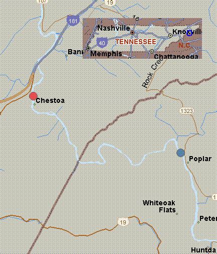 Map for Nolichucky River, Tennessee, white water, Poplar North to ...