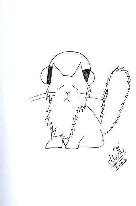 Cat With Headphones Drawing by greenmarta on DeviantArt