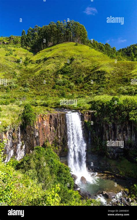 The Sterkspruit waterfall near Monks Cowl in the Kwazulu-Natal Drakensberg on a sunny day, South ...