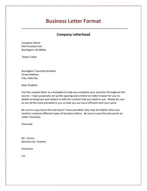 30 Professional Business Letter Templates [Word] | Business letter template, Formal business ...