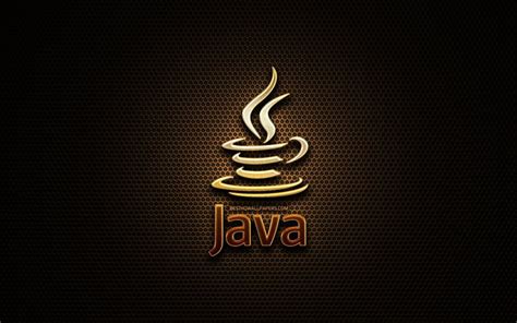 Download wallpapers Java glitter logo, programming language, grid metal ...