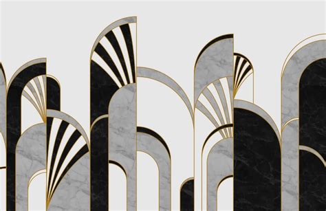 Black, White & Gold Art Deco Arches Wallpaper Mural | Hovia AU | Art deco wallpaper, Art deco ...