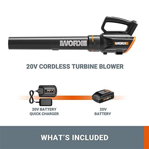 WORX Cordless Leaf Blower 20V WORXAIR Turbine Blower WG547.2 for Lawn ...