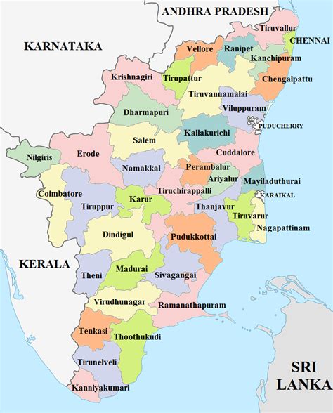 Tamil Nadu District Map - Tamil Nadu - Wikipedia | Coimbatore, Chennai ...