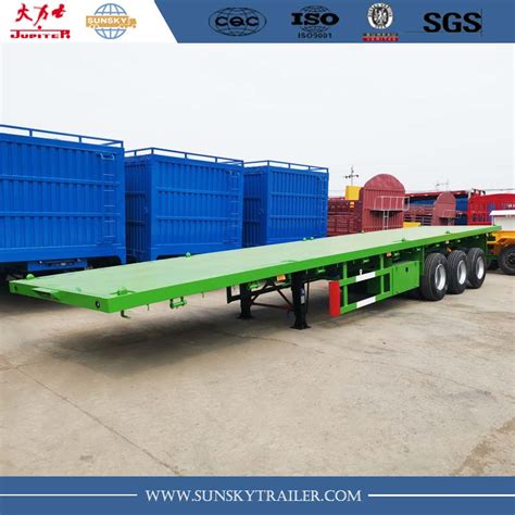 Factory price 40FT Tri Axle Flatbed Trailer For Zambia for sale,40FT ...