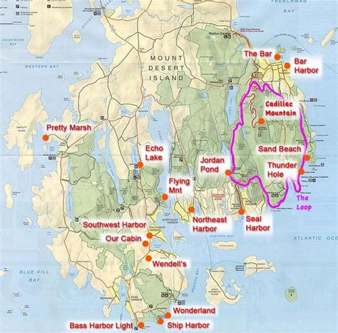 Mount Desert Island Tourist Map | Acadia national park map, Acadia ...