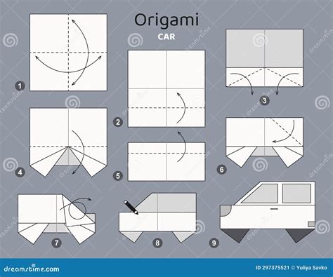 Origami Tutorial for Kids. Origami Cute Car. Stock Illustration - Illustration of china, design ...