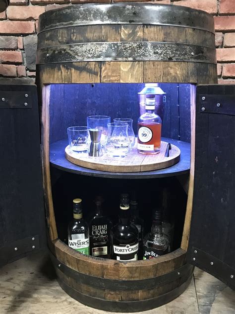 2 Door Whiskey Barrel Cabinet with LED lighting.