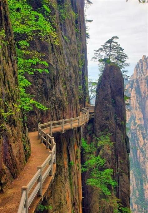 Huangshan is a mountain range in southern Anhui province in eastern China. Vegetation on the ...