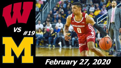 Wisconsin vs Michigan (#19) FULL GAME HIGHLIGHTS - Feb. 27, 2020 - YouTube