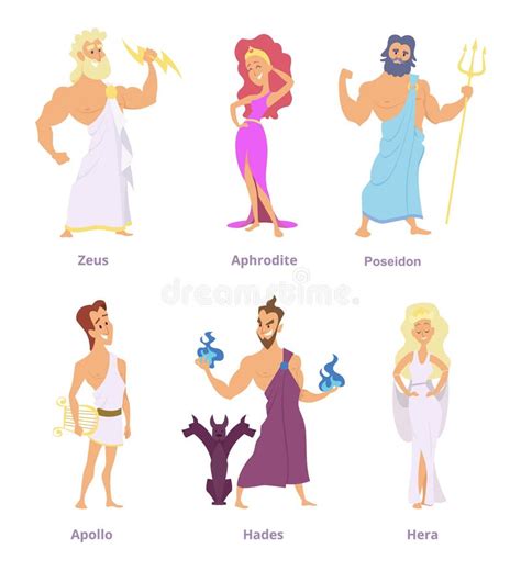 Pantheon of Ancient Greek Gods, Mythology. Set of Characters with Names ...