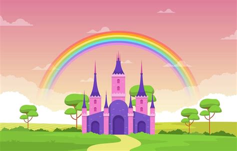 Castle Palace Rainbow in Fairyland Fairy Tales Landscape Illustration 2081799 Vector Art at Vecteezy