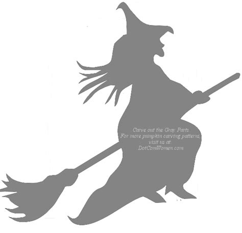 Flying Witch on Broom - Halloween Pumpkin Carving Stencil - Dot Com Women