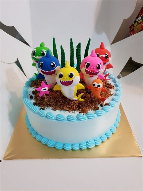 Baby shark cake topper made by air dry clay, Design & Craft, Handmade Craft on Carousell