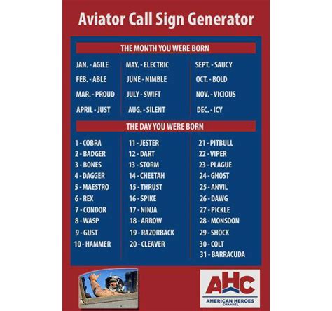 Aviator Call Sign Generator - What's Your “Top Gun” Call Sign? - Aviation Humor