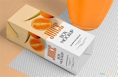 Healthy Juice Box Plus Glass Mockup Freebie - DesignHooks