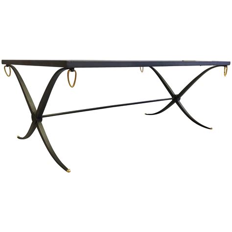 Mid-Century Partial Gilt Wrought Iron Coffee Table Attributed to Raymond Subes For Sale at 1stDibs