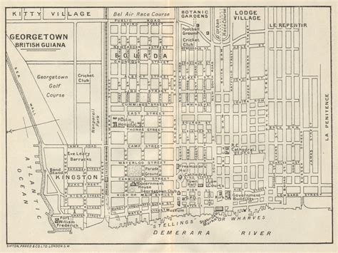 GEORGETOWN. Vintage town map. British Guiana (Guyana) /Guyana ...