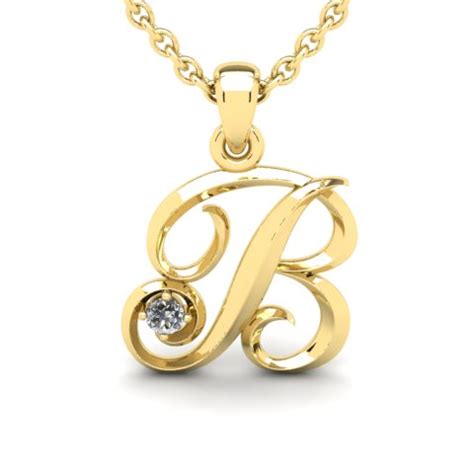 Diamond Initial Necklace | Letter B Initial Necklace In 14K Yellow Gold | SuperJeweler