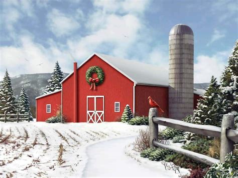 Snowy Red Barn Desktop Wallpaper - WallpaperSafari