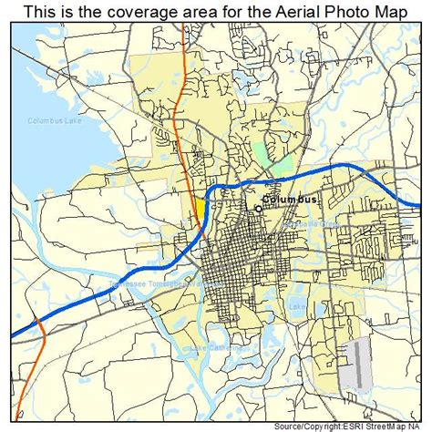 Aerial Photography Map of Columbus, MS Mississippi