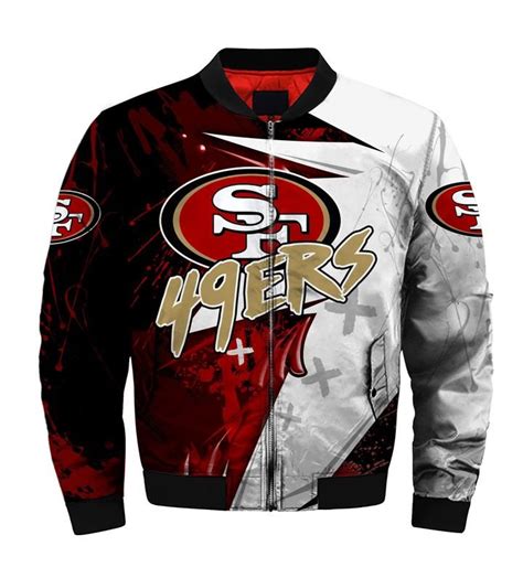 NFL San Francisco 49ers Gen Red White Bomber Jacket - Bluefink