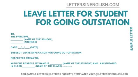 Leave Application for School Student for Going Outstation - Sample Leave Application by Student ...