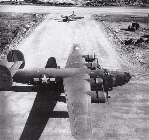 US Navy PB4Y-1 Liberator bomber on an airfield at Kwajalein, Marshall Islands, Jan-Feb 1944 ...