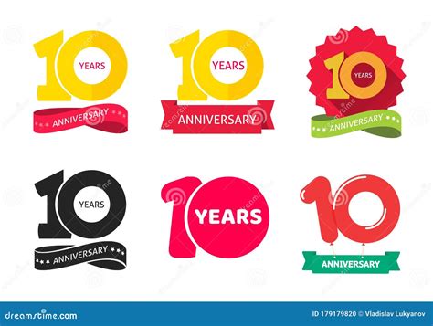 10 Years Anniversary Logo Vector Icon or 10th Year Birthday Symbol ...